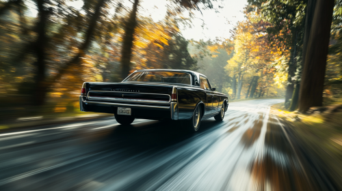 A 1965 Black Lincoln Continental on the Road