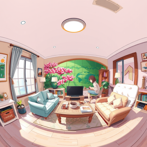 A 360 Degree View of Anime-styled Room