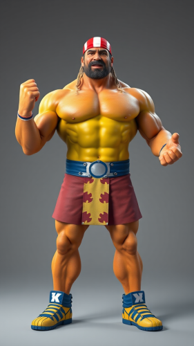 A 3D model of Hulk Hogan in T-pose.