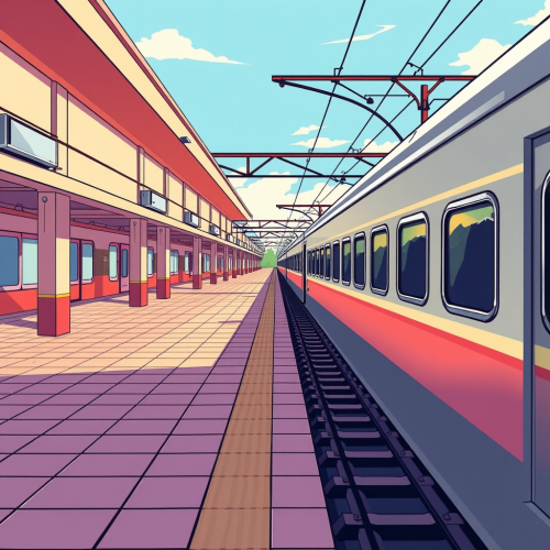 A 90s Anime-style Pakistan Railways Train Scene