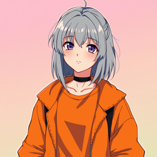 A 90s Girl with Grey Hair and Retro Anime Look