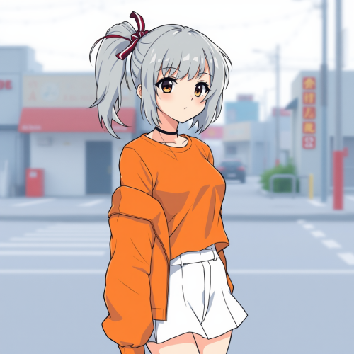 A 90s Girl with Grey Hair in Retro Fashion