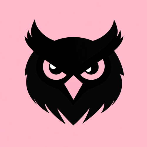 A Angry Owl Head Logo on Pink Background