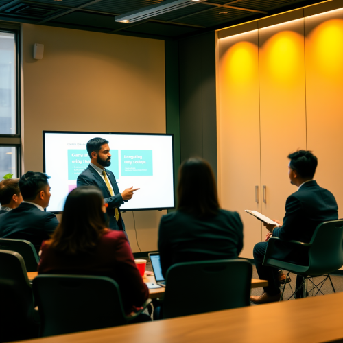 A Asian Businessman Giving Seminar to University Students