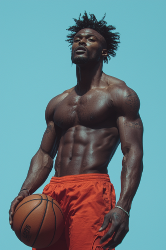 A Basketball Player Soaring in Neon Light