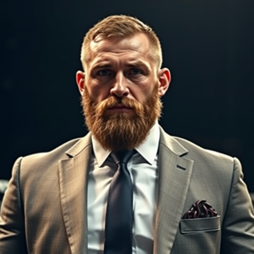 A Bearded MMA Fighter in a Dark Suit