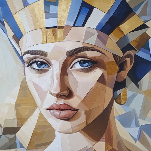 A Beautiful Egyptian Queen in Cubist Style Art