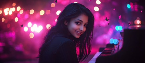 A Beautiful Indian Girl Smiling in Forest Scene