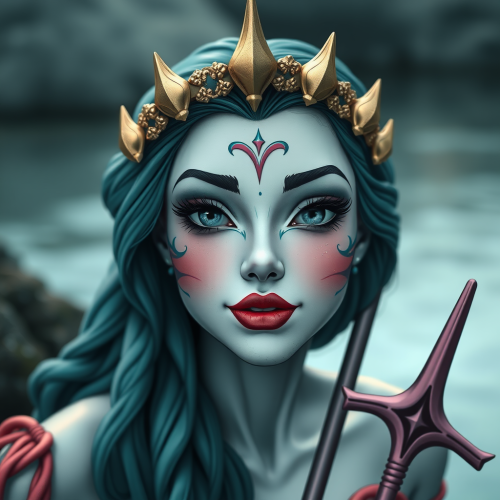 A Beautiful Mermaid Holding a Trident