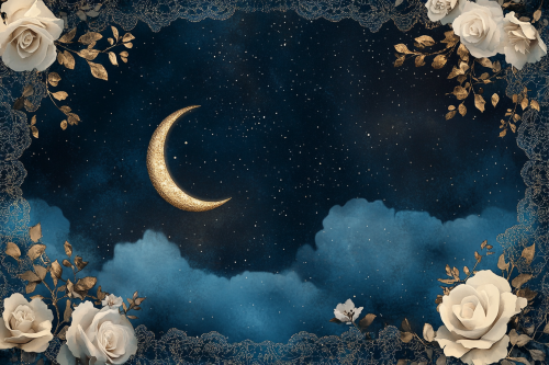 A Beautiful Night Sky with Stars and Roses