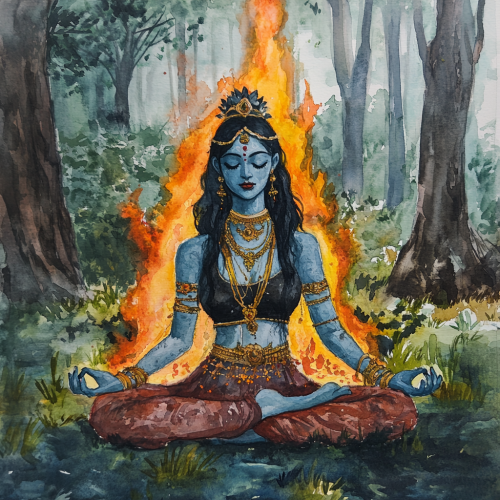 A Beautiful Painting of Kali Maa Meditating