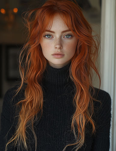 A Beautiful Redhead Slavic Model Poses Perfectly