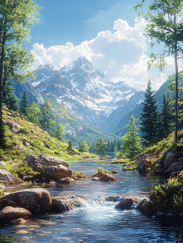 A Beautiful View of Nature with Water and Sky