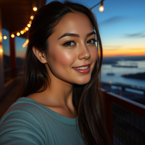 A Beautiful Woman During a Scenic Sunset Night