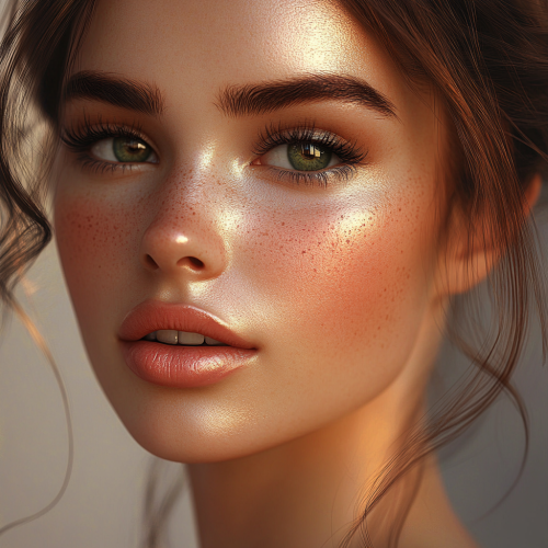 A Beautiful Woman with Warm Smile and Natural Makeup