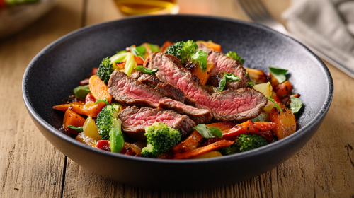 A Beautifully Plated Boeuf Sauté with Fresh Ingredients