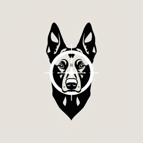 A Belgian Malinois in Scope Crosshairs Logo