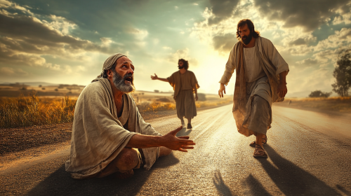 A Blind Man Reaching Out to Jesus