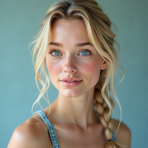 A Blonde Girl with Ocean Blue Eyes