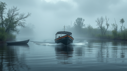 A Boat in the River Sinking Down