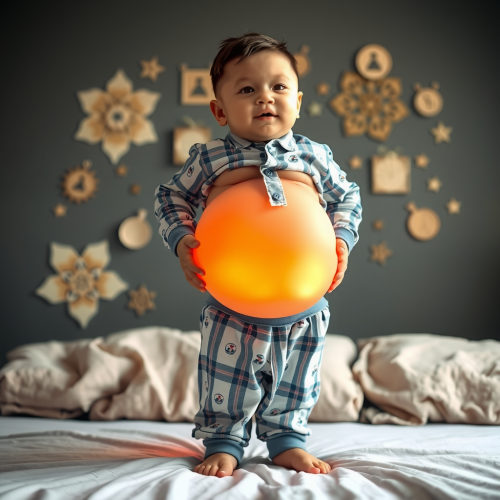 A Boy's Magic Belly Inflation at Night