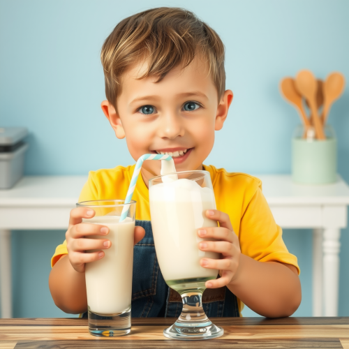 A Boy Drinking Weight Gain Milkshake