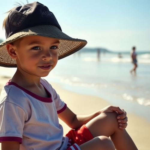 A Boy Enjoying the Beach
