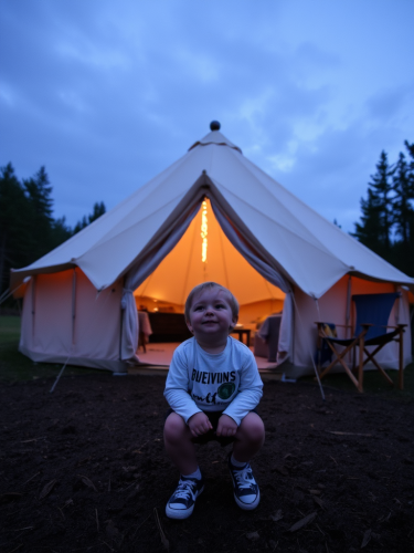 A Boy Near the Glamping Dome