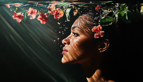 A Brazilian Woman with Flowers in Oil Painting