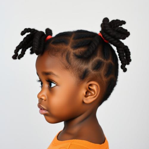 A Bright-Eyed Boy with Curly Pigtails Profile