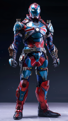 A British-inspired Iron Man in regal armor