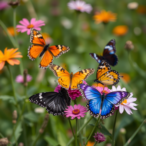 A Bunch of Butterflies Flying in the Wild