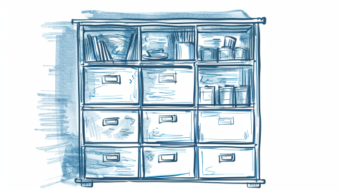 A Cabinet with Many Drawers in Pastel Colors