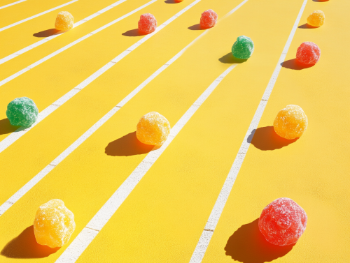 A Candy Race on Vibrant Yellow Track