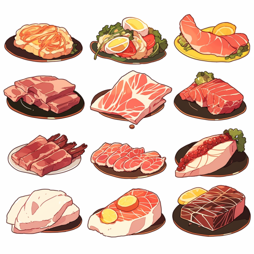 A Cartoon Food Plate With Various Ingredients