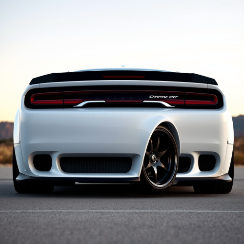 A Cartoony White Dodge Hellcat SRT Widebody