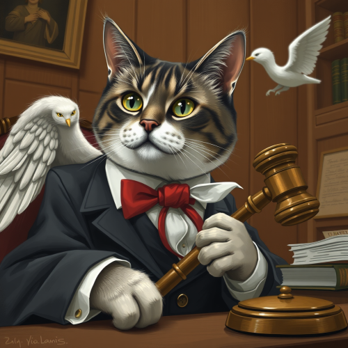 A Cat Lawyer in a Room with Judges
