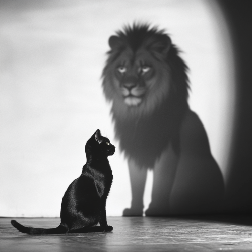 A Cat and Lion in Shadow Projection