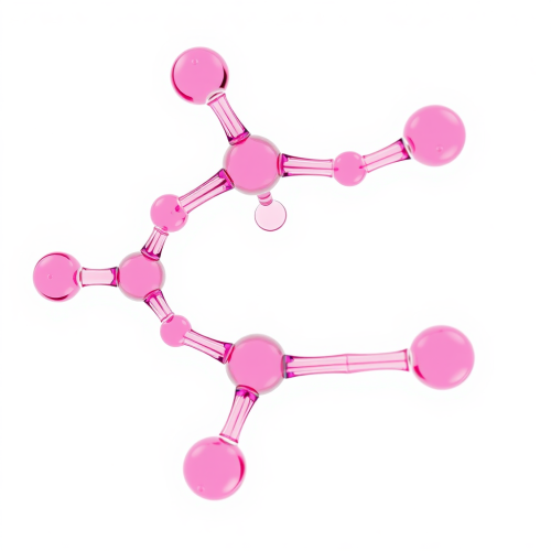 A Chain of Pink Glass Molecules on White