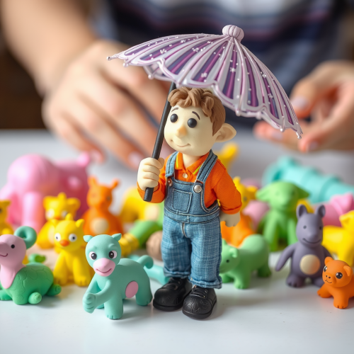 A Child's Playtime with Colorful Clay Creations