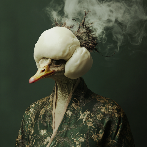 A Chinese creature with food and smoke