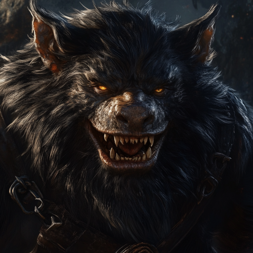 A Clever, Powerful Bugbear Leader Smiling Menacingly