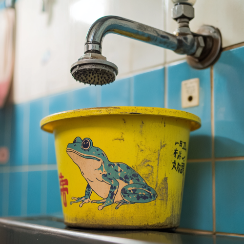 A Close-Up View of Public Bathhouse Washing Area