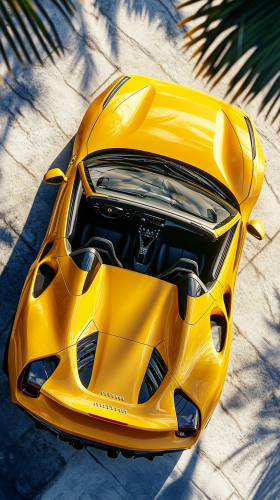 A Close-up of a Yellow Ferrari F8 Spider