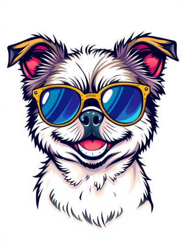 A Colorful Cartoon Shih Tzu in Sunglasses