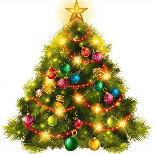 A Colorful Christmas Tree with Traditional Lights
