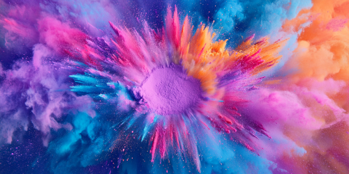 A Colorful Explosion: Powder and Brush Art Display
