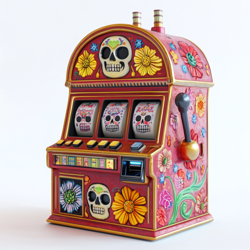 A Colorful Skull Slot Machine in Pixar Style
