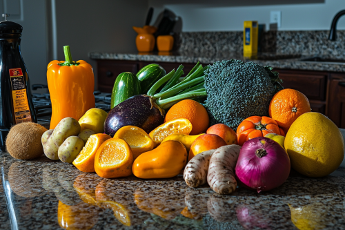 A Colorful Variety of Fresh Produce on Counter