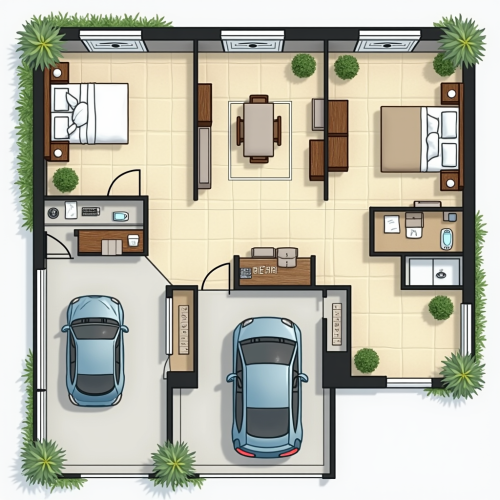 A Comprehensive 25x40 Two-Bedroom House Floor Plan